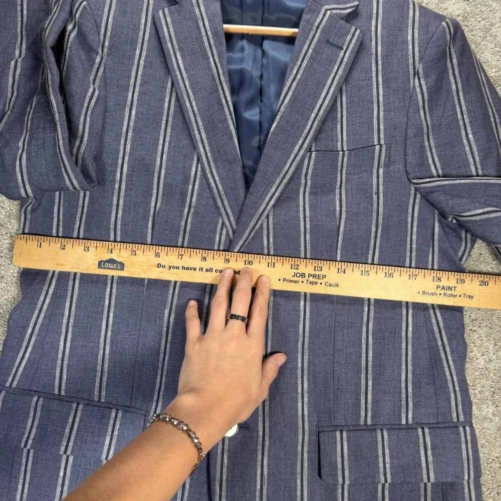 Lauren Ralph Lauren Men's 38R Blue White Striped 100% Linen Blazer Sport Coat